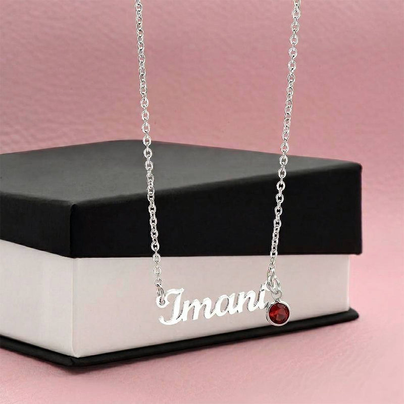 Give your special someone a personalized necklace made just for them — with a personal touch that's truly one of a kind! Our Custom Name Necklace with Birthstone combines a timeless cursive name design with a sparkling birthstone charm.