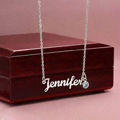 Give your special someone a personalized necklace made just for them — with a personal touch that's truly one of a kind! Our Custom Name Necklace with Birthstone combines a timeless cursive name design with a sparkling birthstone charm.