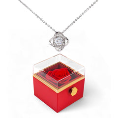 Love Knot Necklace- Rotating Rose Gift Box