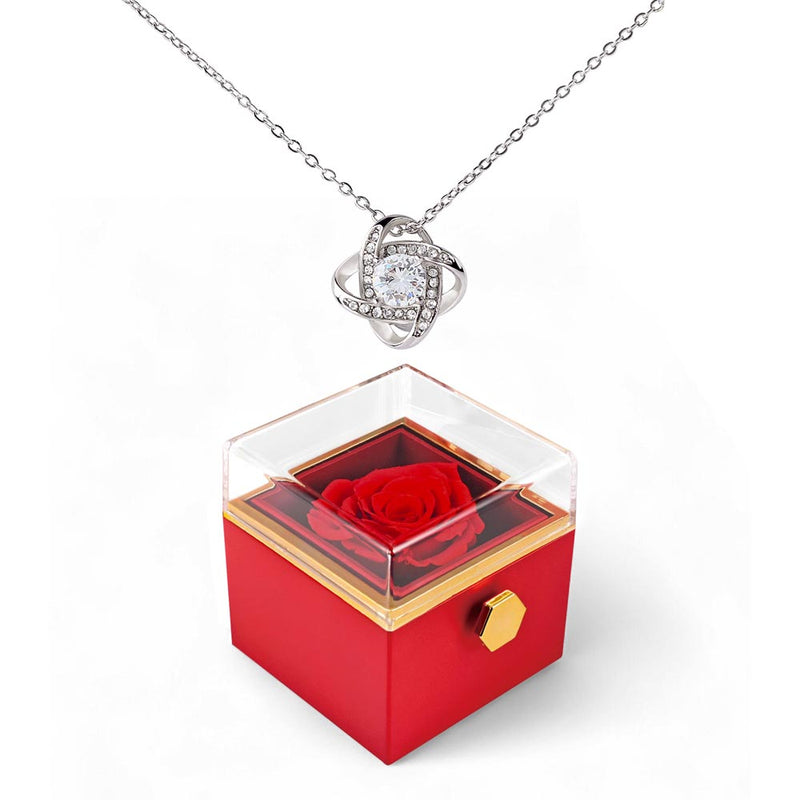 Love Knot Necklace- Rotating Rose Gift Box