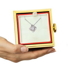 Love Knot Necklace- Rotating Rose Gift Box