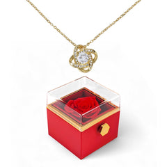 Love Knot Necklace- Rotating Rose Gift Box