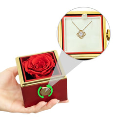 Love Knot Necklace- Rotating Rose Gift Box